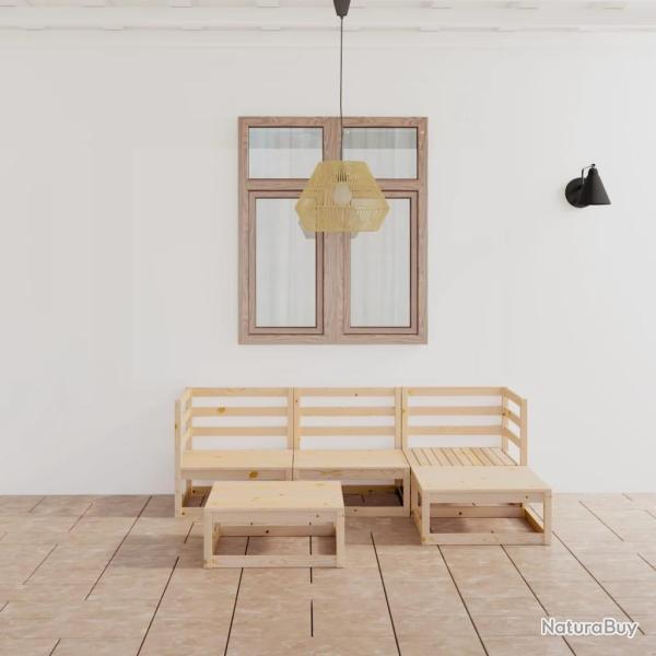 Salon de jardin 5 pcs Bois de pin massif alsavelo