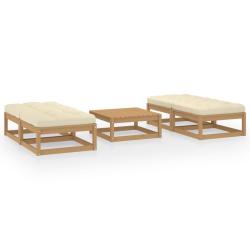 Salon de jardin 5 pcs avec coussins Bois de pin massif