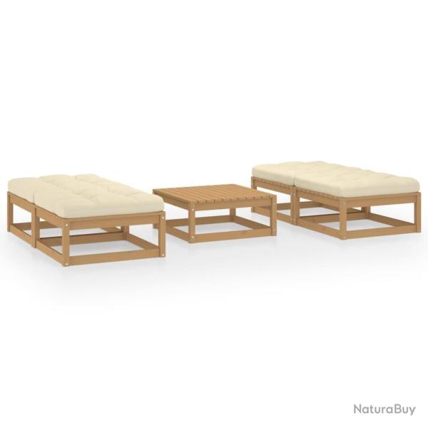 Salon de jardin 5 pcs avec coussins Bois de pin massif alsavelo
