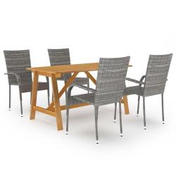 Ensemble &agrave; manger de jardin 5 pcs Gris