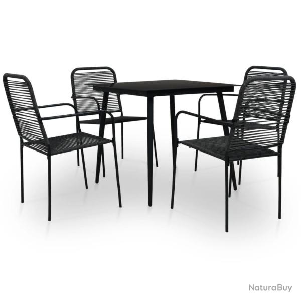 Ensemble � manger de jardin 5 pcs Corde en coton et acier Noir