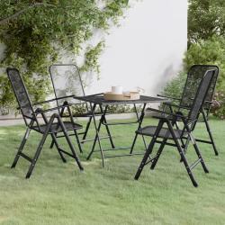 Ensemble &agrave; manger de jardin 5 pcs Maille M&eacute;tal Anthracite alsavelo