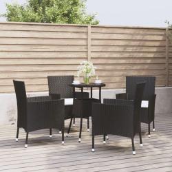 bistro de jardin 5 pcs coussins noir poly rotin alsavelo