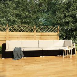 Salon de jardin 4 pcs avec coussins r&eacute;sine tress&eacute;e noir