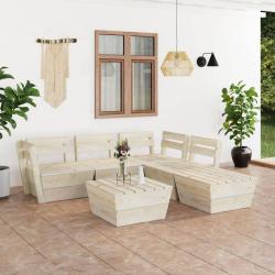 Salon de jardin palette 6 pcs Bois d'&eacute;pic&eacute;a impr&eacute;gn&eacute; alsavelo
