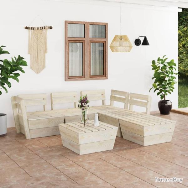 Salon de jardin palette 6 pcs Bois d'�pic�a impr�gn� alsavelo