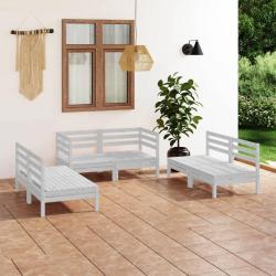 Salon de jardin 6 pcs Blanc Bois de pin massif alsavelo
