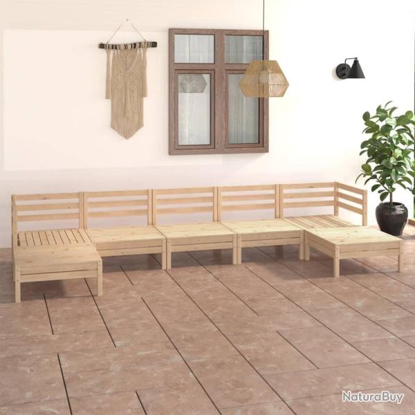 Salon de jardin 7 pcs Bois de pin massif alsavelo