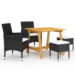 Ensemble &agrave; manger de jardin 5 pcs Noir