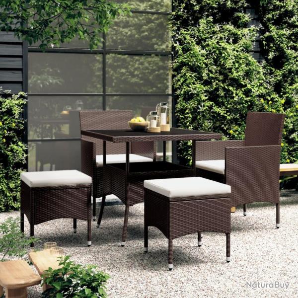 Ensemble � manger de jardin 5pcs R�sine tress�e Marron alsavelo