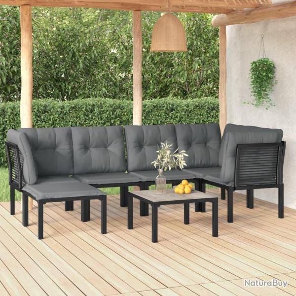 Salon de jardin 7 pcs noir et gris r�sine tress�e