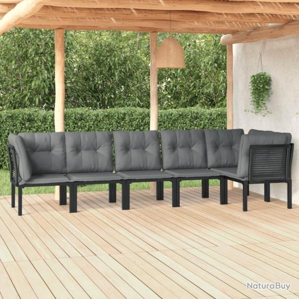 Salon de jardin 6 pcs noir et gris r�sine tress�e alsavelo