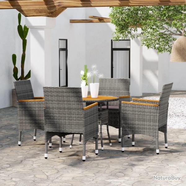 Ensemble � manger de jardin 5 pcs R�sine tress�e Gris alsavelo