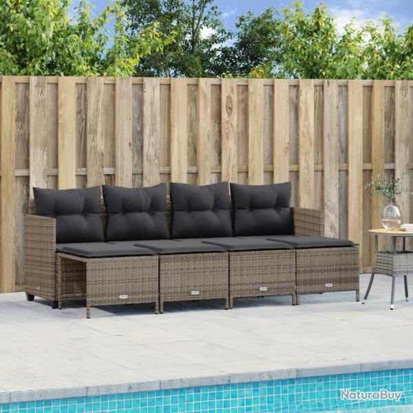 Salon de jardin 5 pcs avec coussins gris r�sine tress�e