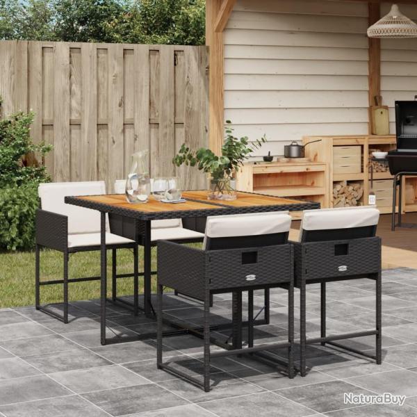 Ensemble � manger de jardin coussins 5pcs Noir R�sine tress�e