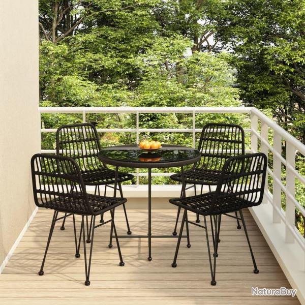 Ensemble � manger de jardin 5 pcs Noir R�sine tress�e alsavelo