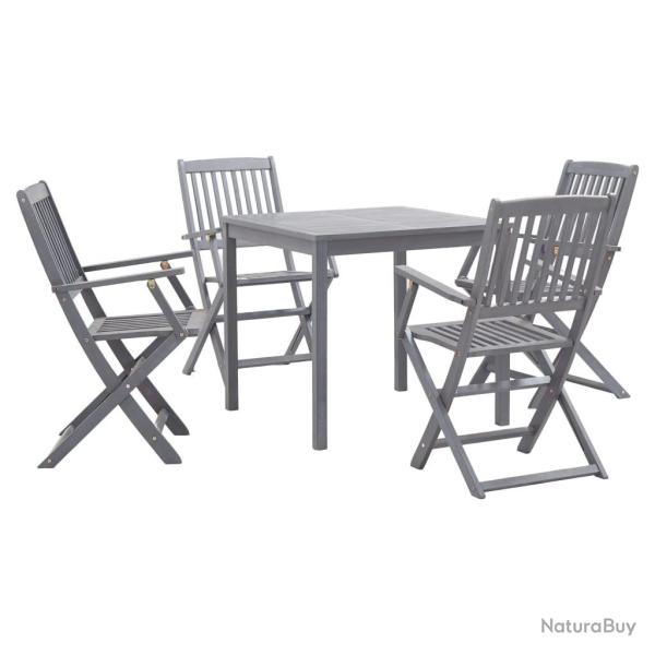Ensemble � manger de jardin 5 pcs Bois d'acacia massif Gris alsavelo