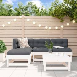 Salon de jardin 5 pcs blanc bois massif de pin alsavelo
