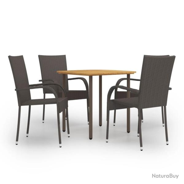 Ensemble � manger de jardin 5pcs R�sine tress�e Marron