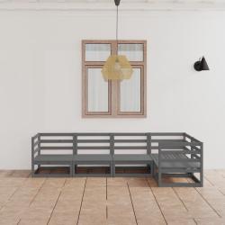 Salon de jardin 5 pcs gris bois de pin massif