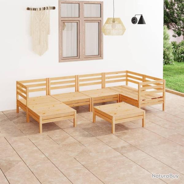 Salon de jardin 7 pcs Bois de pin massif alsavelo