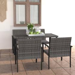 Ensemble &agrave; manger de jardin 5 pcs R&eacute;sine tress&eacute;e Gris