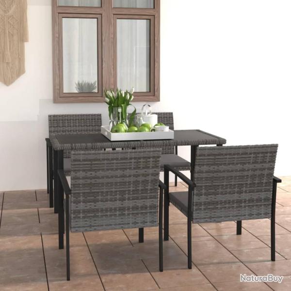 Ensemble � manger de jardin 5 pcs R�sine tress�e Gris