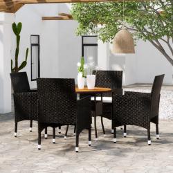 Ensemble &agrave; manger de jardin 5 pcs R&eacute;sine tress&eacute;e Noir alsavelo