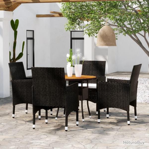 Ensemble � manger de jardin 5 pcs R�sine tress�e Noir alsavelo