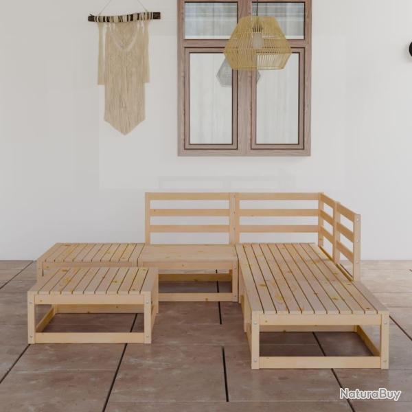 Salon de jardin 6 pcs Bois de pin massif alsavelo