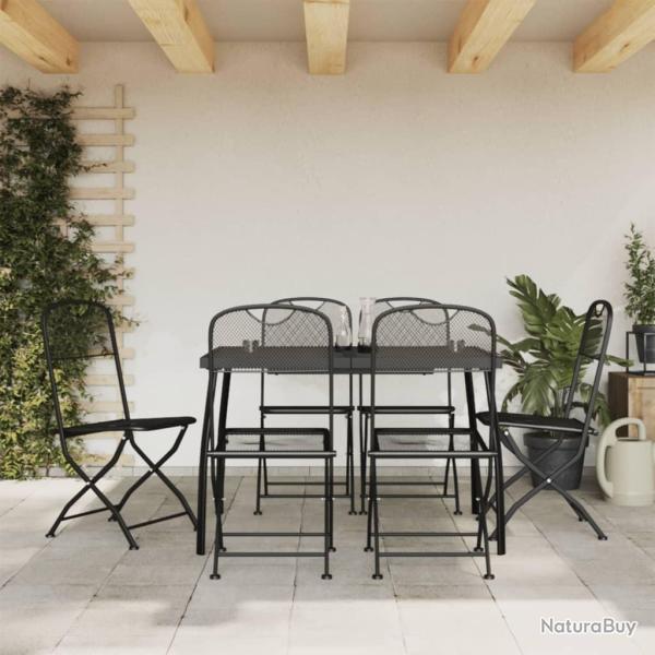 Ensemble � manger de jardin 7 pcs anthracite m�tal maille