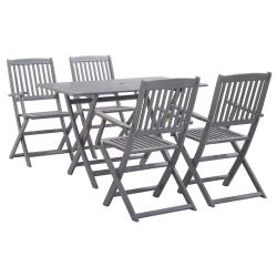 Ensemble &agrave; manger de jardin 5 pcs Bois d'acacia massif Gris alsavelo