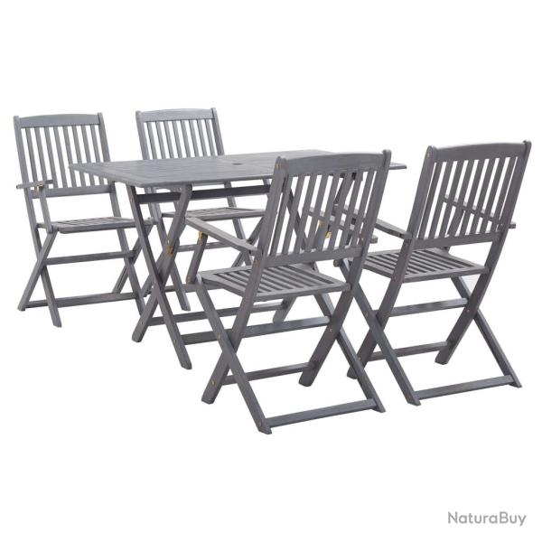 Ensemble � manger de jardin 5 pcs Bois d'acacia massif Gris alsavelo