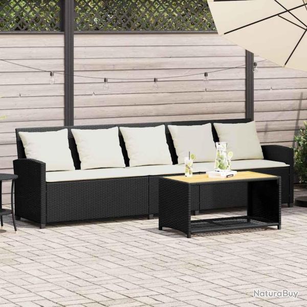 Canap� de jardin avec coussins 5 places noir r�sine tress�e