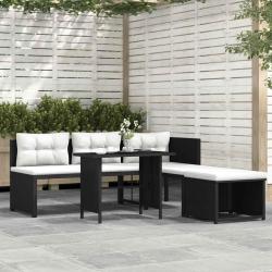Salon de jardin 4 pcs R&eacute;sine tress&eacute;e Noir alsavelo