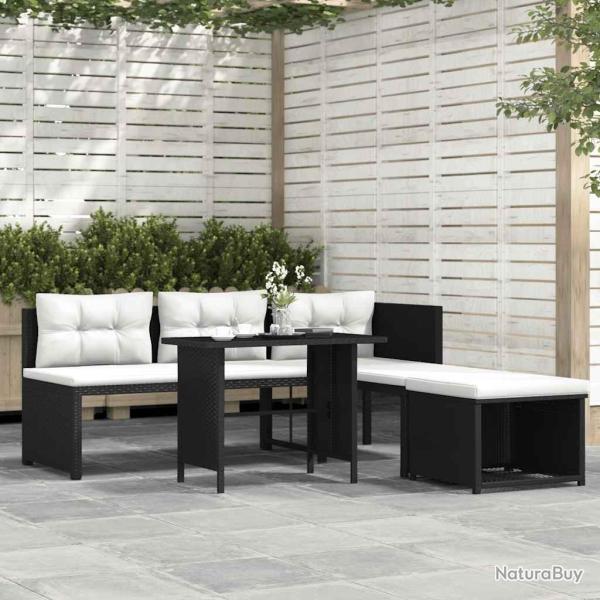 Salon de jardin 4 pcs R�sine tress�e Noir