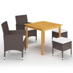 Ensemble &agrave; manger de jardin 5 pcs Marron