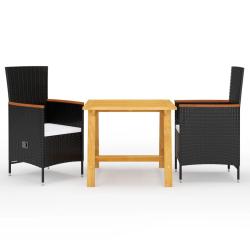 Ensemble &agrave; manger de jardin 3 pcs Noir