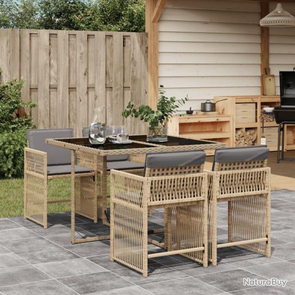 Ensemble � manger de jardin coussins 5 pcs m�lange beige rotin