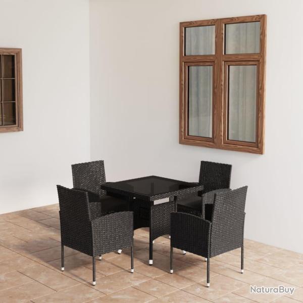 Ensemble � manger de jardin 5 pcs R�sine tress�e Noir