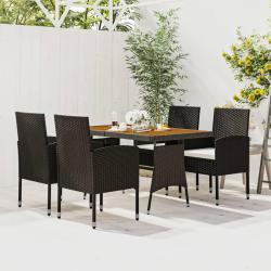 Mobilier &agrave; d&icirc;ner d'ext&eacute;rieur 5 pcs R&eacute;sine tress&eacute;e Noir