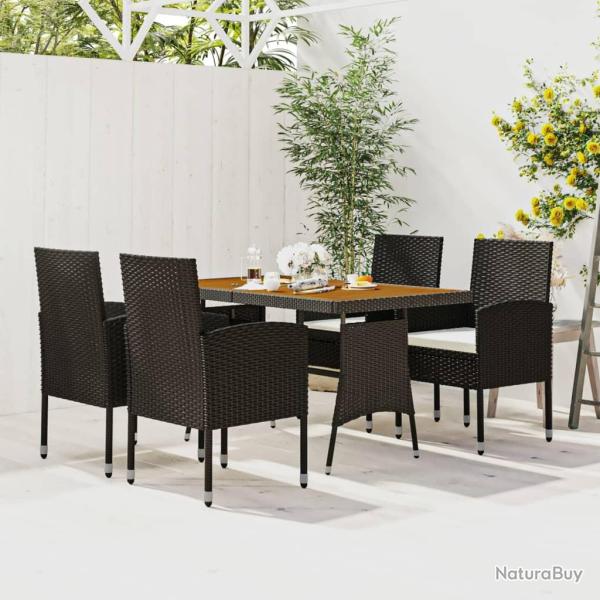 Mobilier � d�ner d'ext�rieur 5 pcs R�sine tress�e Noir alsavelo