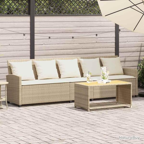 Canap� de jardin avec coussins 5 places beige r�sine tress�e