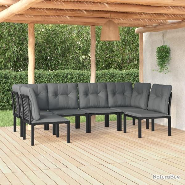 Salon de jardin 6 pcs noir et gris r�sine tress�e alsavelo