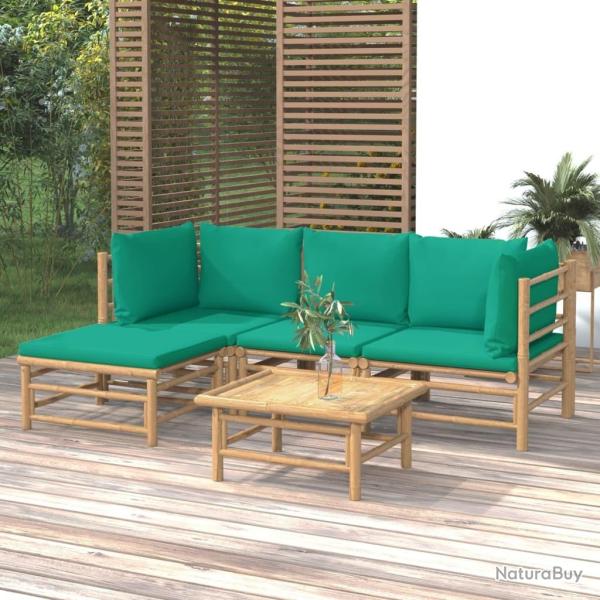 Salon de jardin 5 pcs avec coussins vert bambou alsavelo