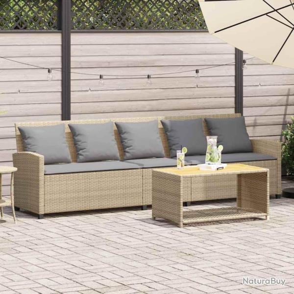 Canap� de jardin avec coussins 5 places beige r�sine tress�e