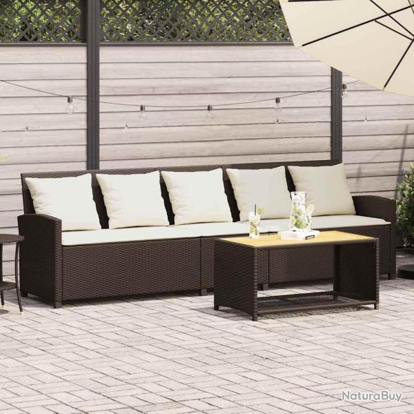 Canap� de jardin avec coussins 5 places brun r�sine tress�e
