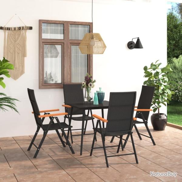 Ensemble  manger de jardin 5 pcs noir et marron alsavelo