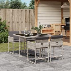 Ensemble &agrave; manger de jardin et coussins 5 pcs gris clair rotin