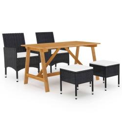 Ensemble &agrave; manger de jardin 5 pcs Noir